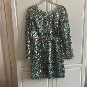 Multicolor Chevron Sequin women Dress